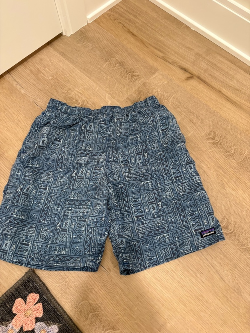 Patagonia Kids Blue Patterned Swim Trunks